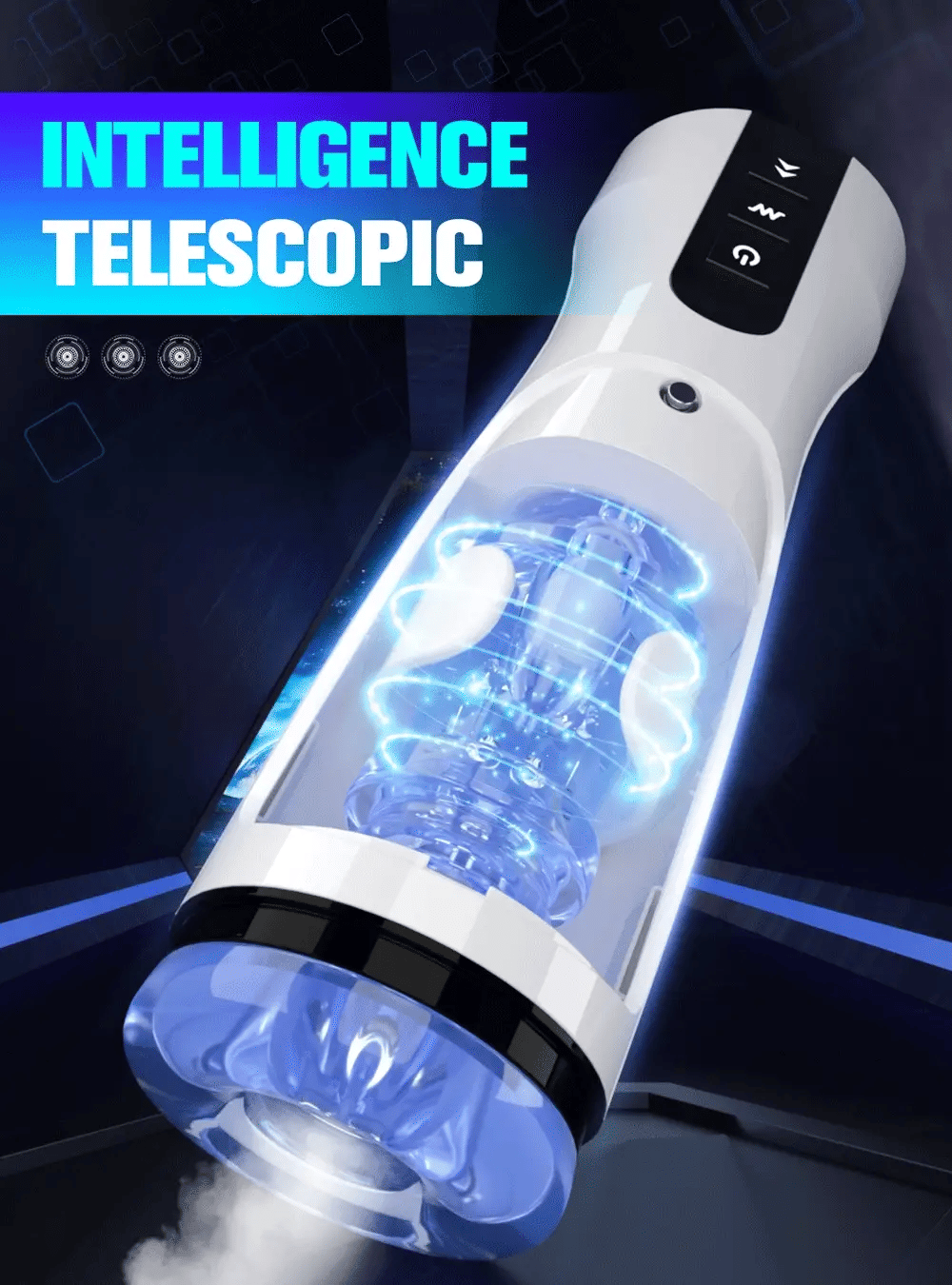 7 Frequency Strong Telescoping Vibrating Male Stroker with UV Disinfection Heating Base
