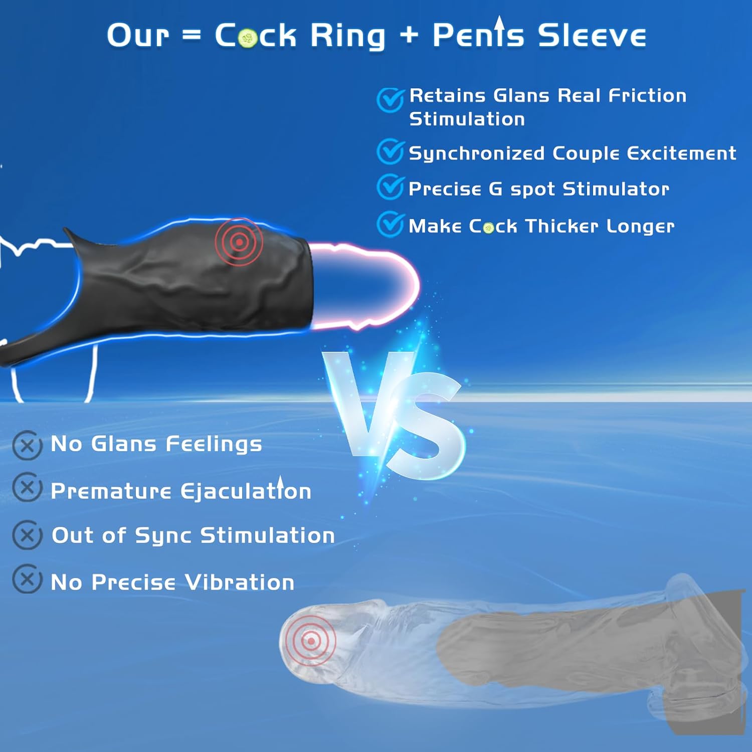 2 In 1 Liquid Silicone Penis Sleeve Extender Vibrating Cock Ring