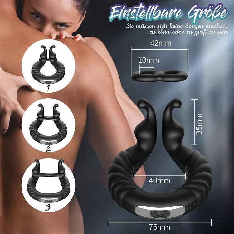 Vibrating Dual Penis Ring Dildo Stretchy Cock Ring Longer Harder Sex Toys