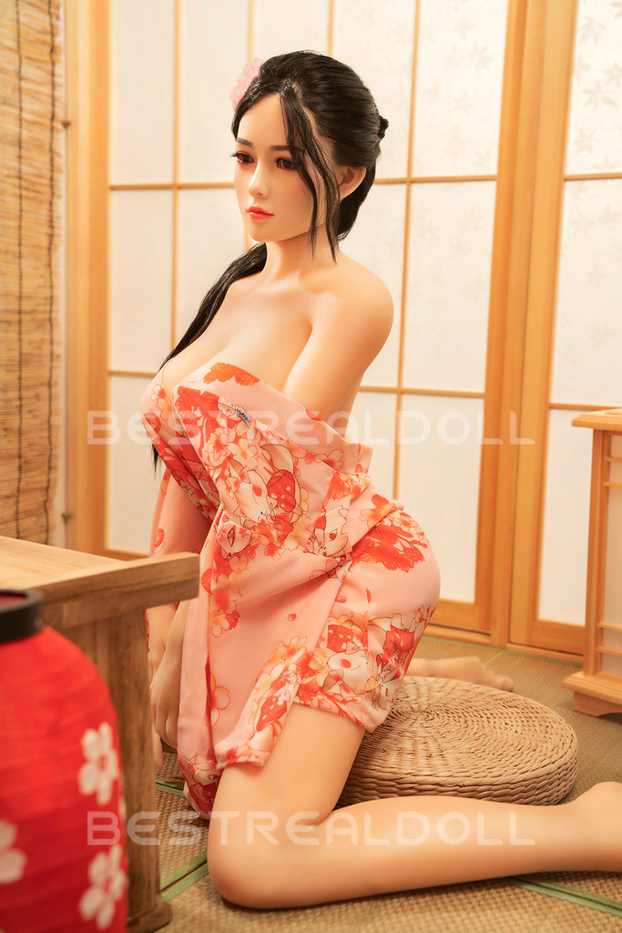 US Stock 158cm Yukina Japanese Girl Sex Doll Silicone Head with Wig TPE Body Adult Love Doll